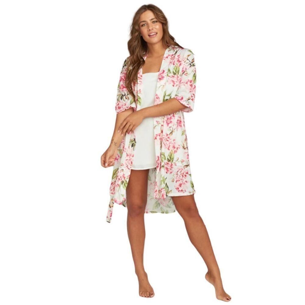 SHOW ME YOUR MUMU Women’s Garden of Blooms Brie Robe White/Pink One Size